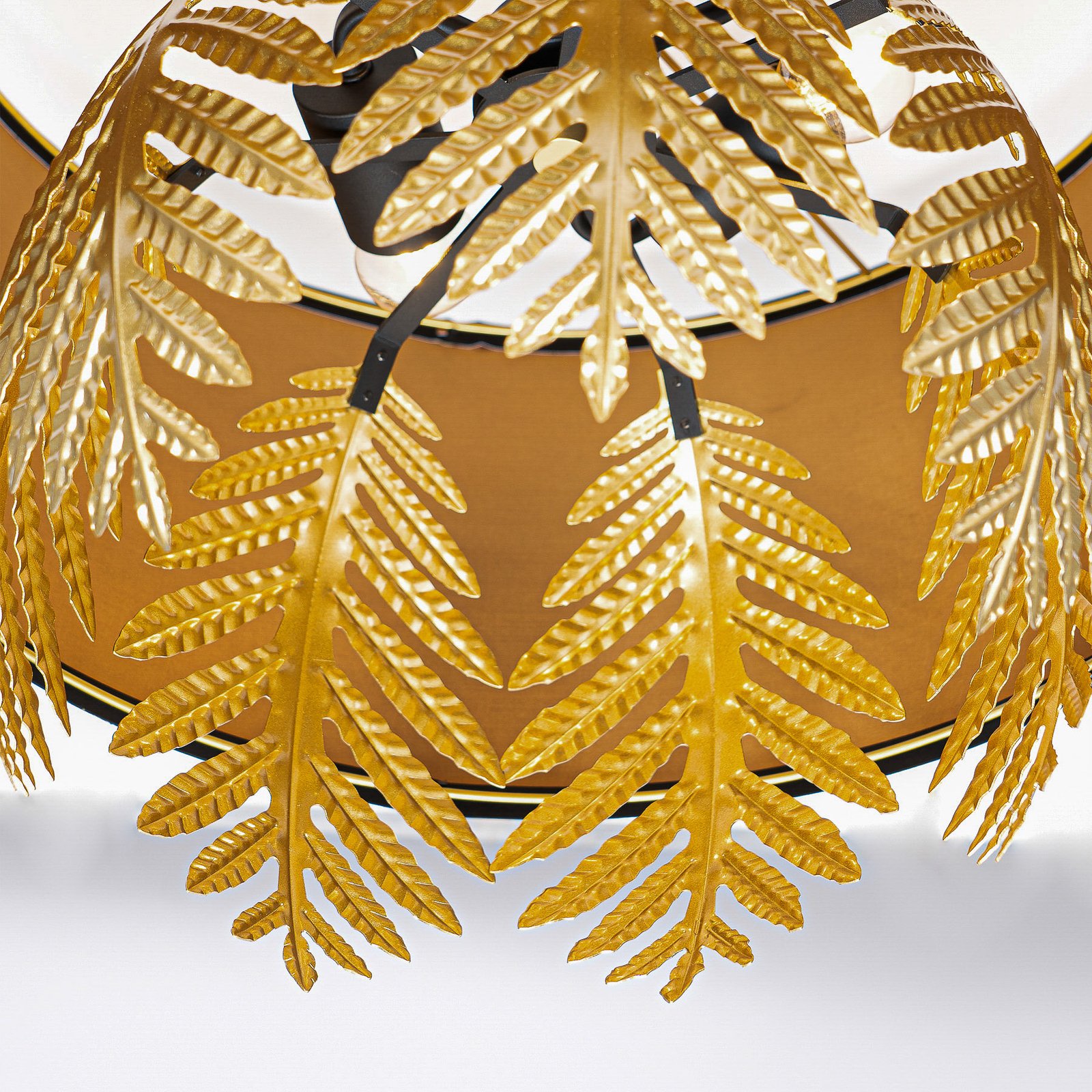 Lucande Malviras fabric ceiling lamp with leaf decoration