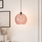 Candeeiro suspenso Cubus, cor-de-rosa, vidro, Ø 30 cm, E27