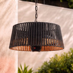 Lucande Pyravo suspended patio heater, black, aluminium, Ø 60 cm