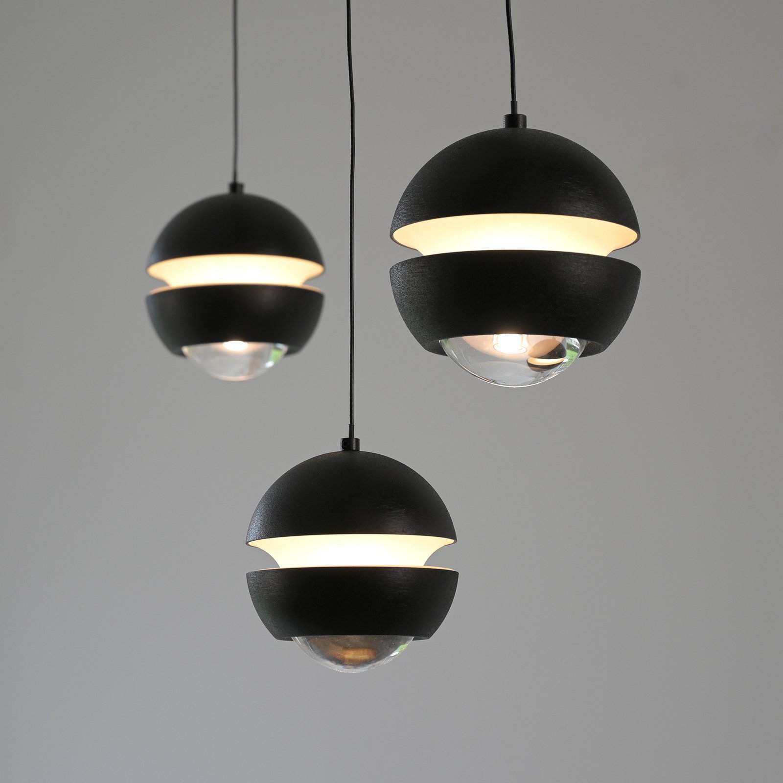 Schöner Wohnen LED závěsné světlo Lini černá 3-ramenná dlouhá 3 000 K