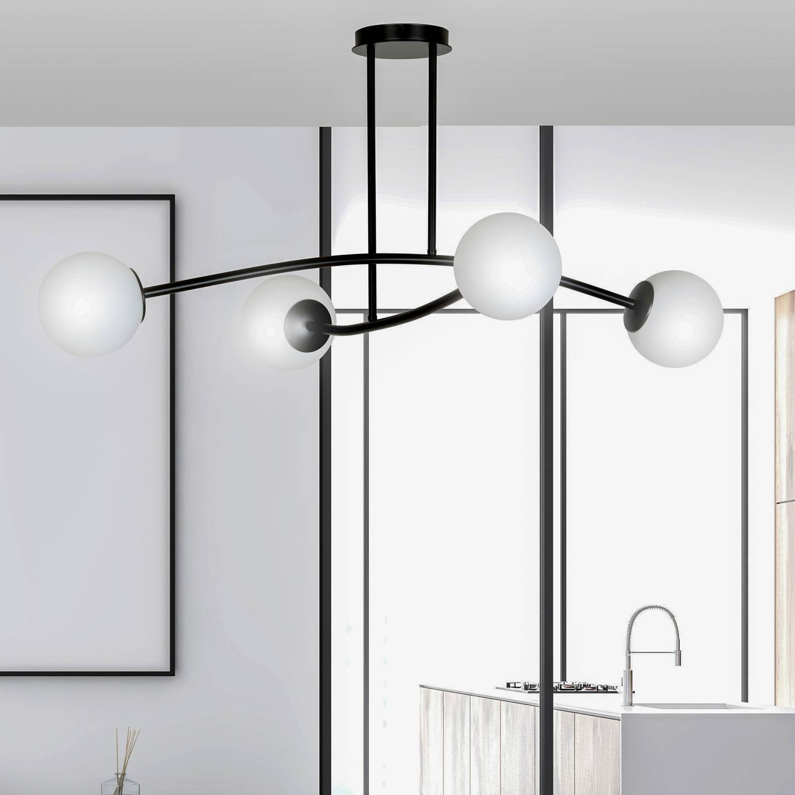 Lampa sufitowa Major, czarna, 4-punktowa