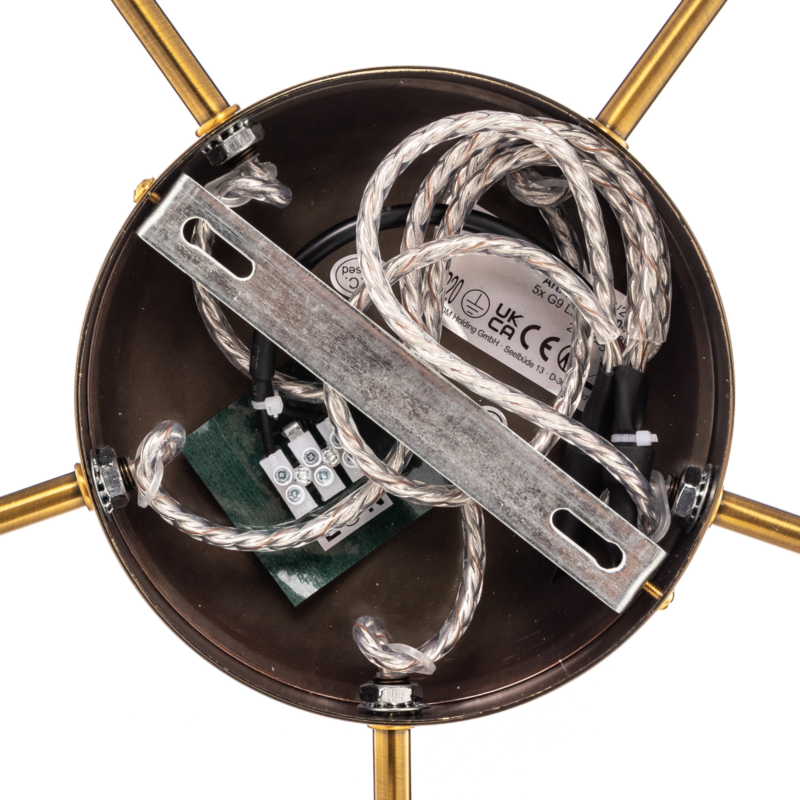 Lucande Freylin-riippuvalaisin, 5-valo, meripihka, lasi, 48 cm