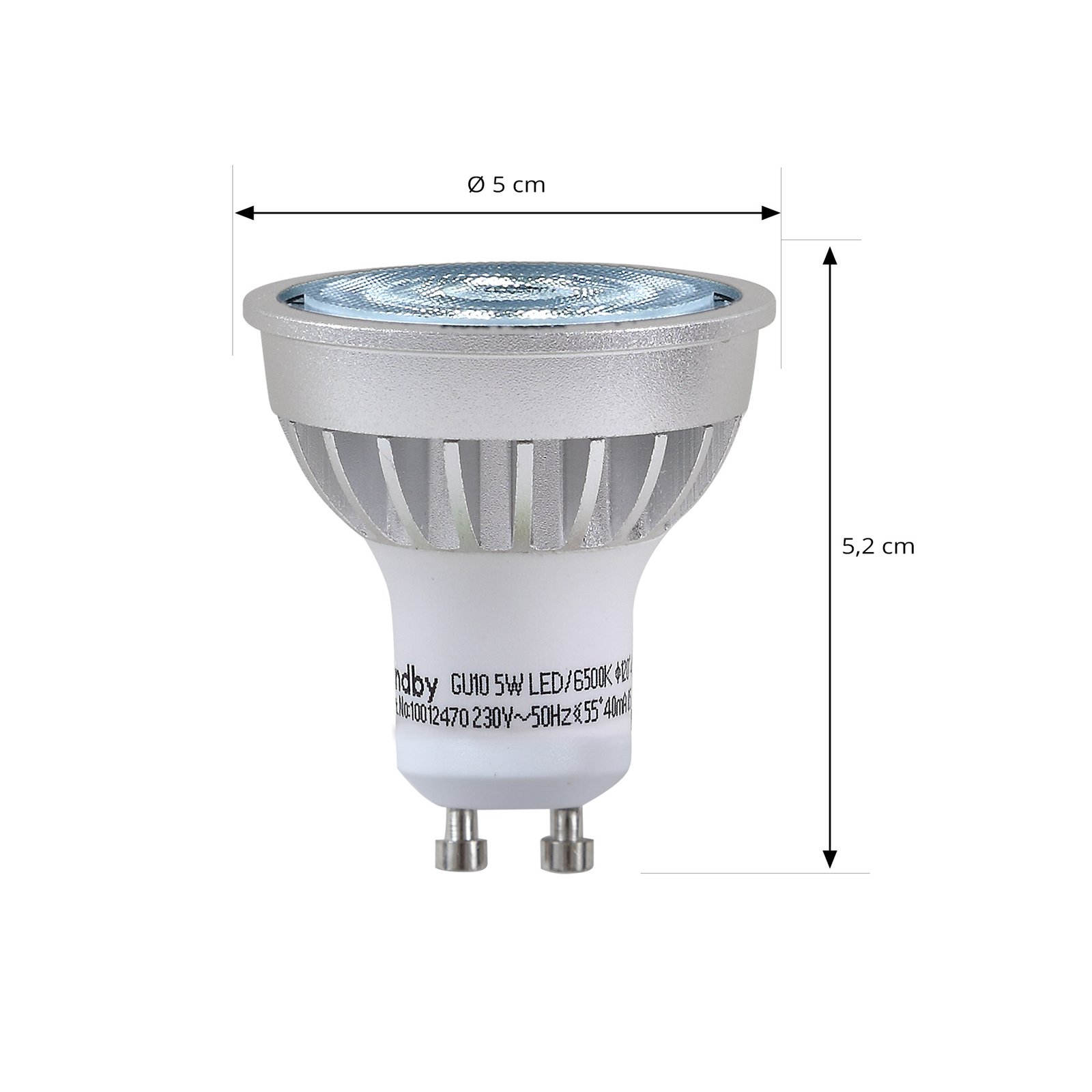 Lindby LED-Reflektor, GU10, 5 W, opal, 6.500 K, 55°