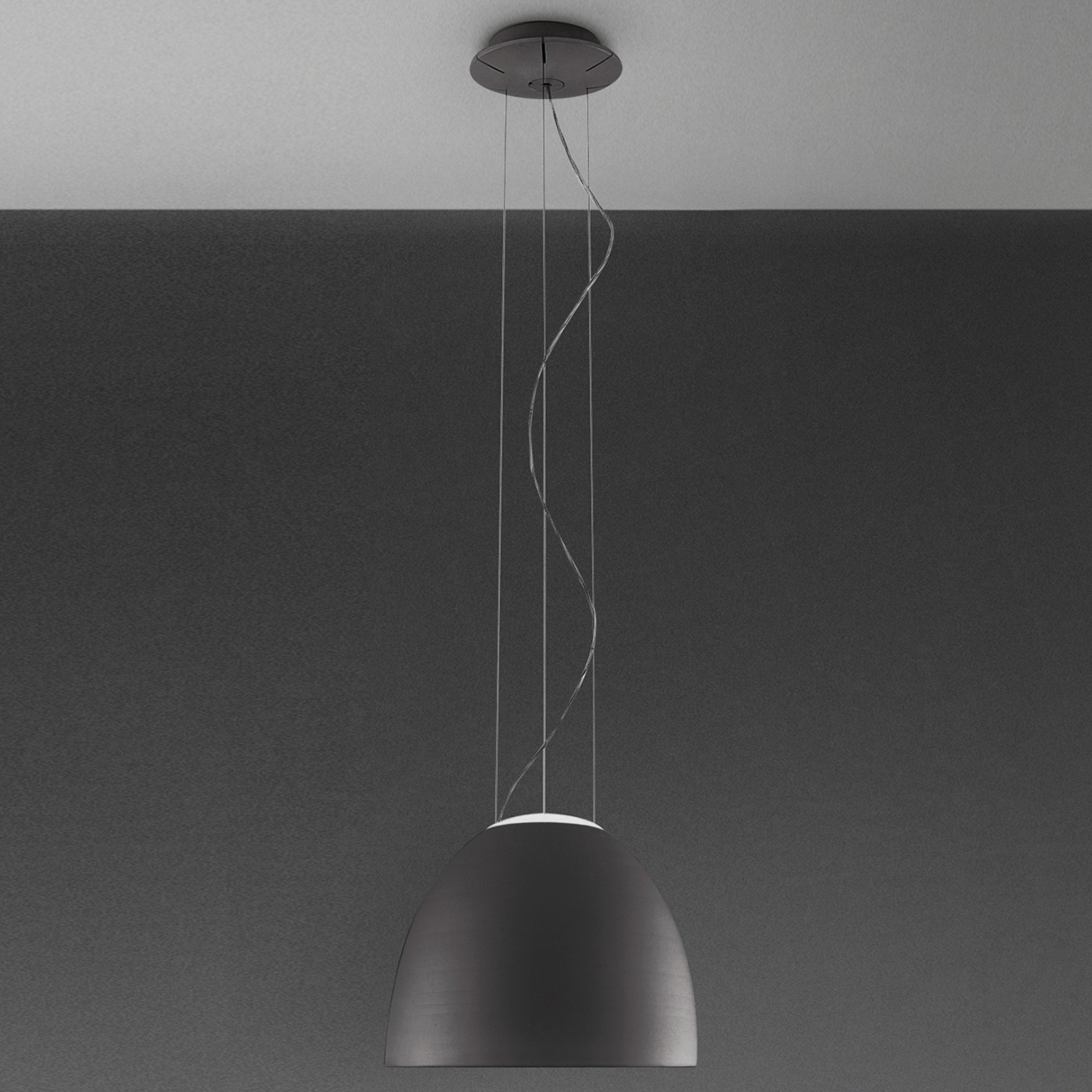 Artemide Nur Mini hanging light, anthracite, for Living / Dining Room, aluminium, glass, R7s, 160 W, energy efficiency: A++, H: 28.5 cm