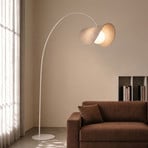 Lámpara LED arqueada Lucande «Sansibar», beige, 180 cm, atenuable