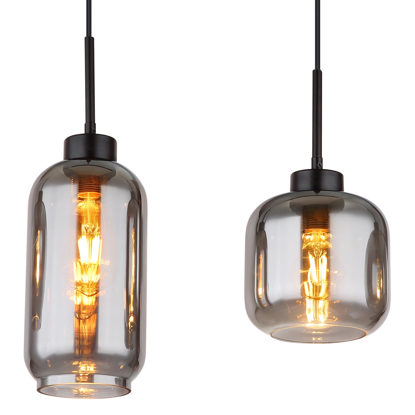 Hanglamp mat, rookkleurig/zwart, glas, 4-lamps, 100 cm, E27 Hanglamp mat, rookkleurig/zwart, glas, 4-lamps, 100 cm, E27