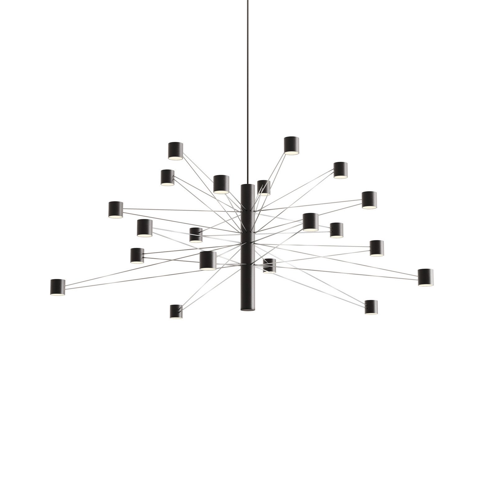 kdln Lampă suspendată LED POLAR 20.2 Ø 107 cm negru 20 becuri dimabil - Camera de zi / sufragerie - Design - negru oțel - Plastic