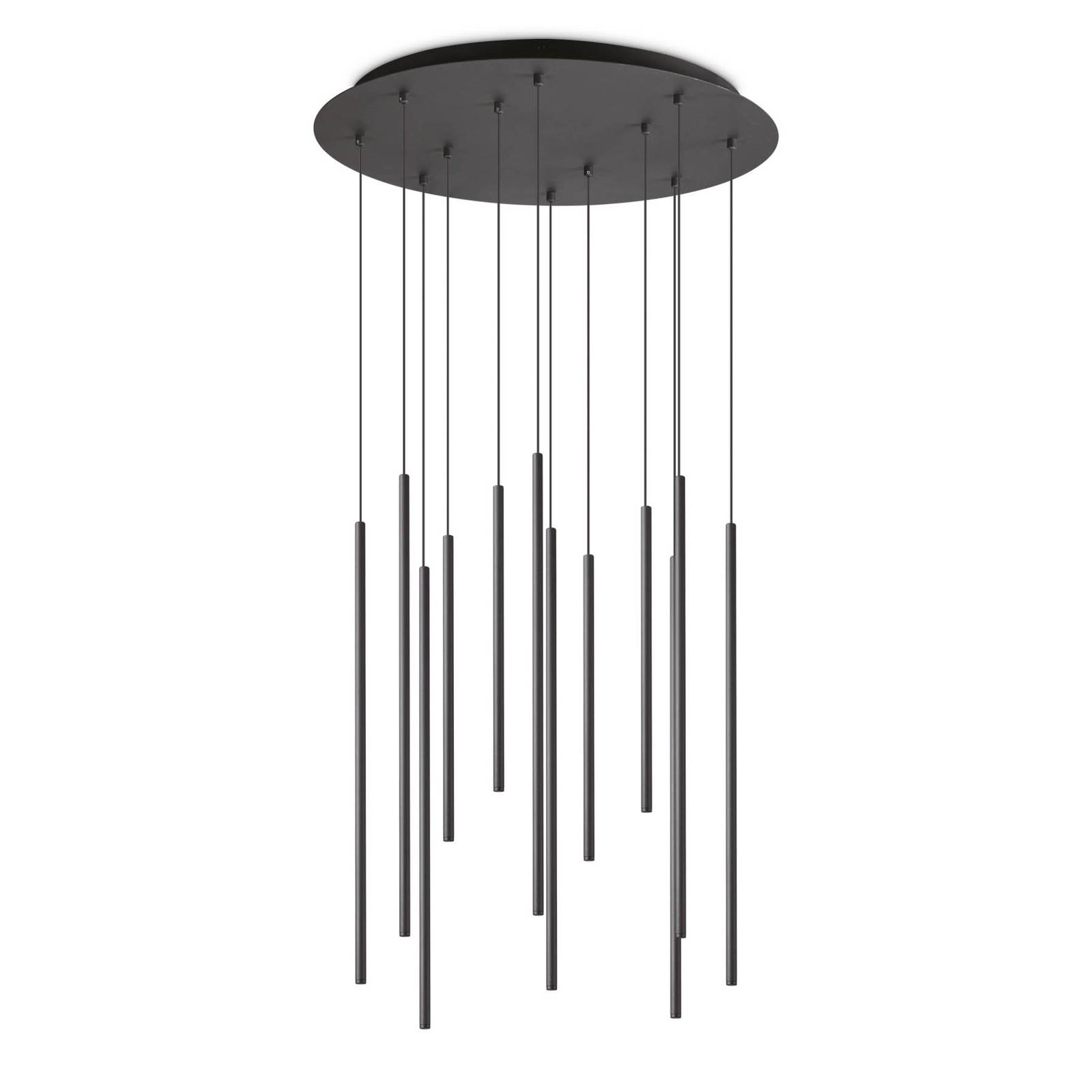 Image of Ideallux Ideal Lux Filo suspension LED douze lampes, noire 8021696263434