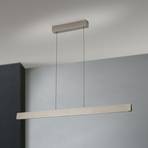 Suspension LED Tara, couleur nickel, longueur 120 cm, alu/acier