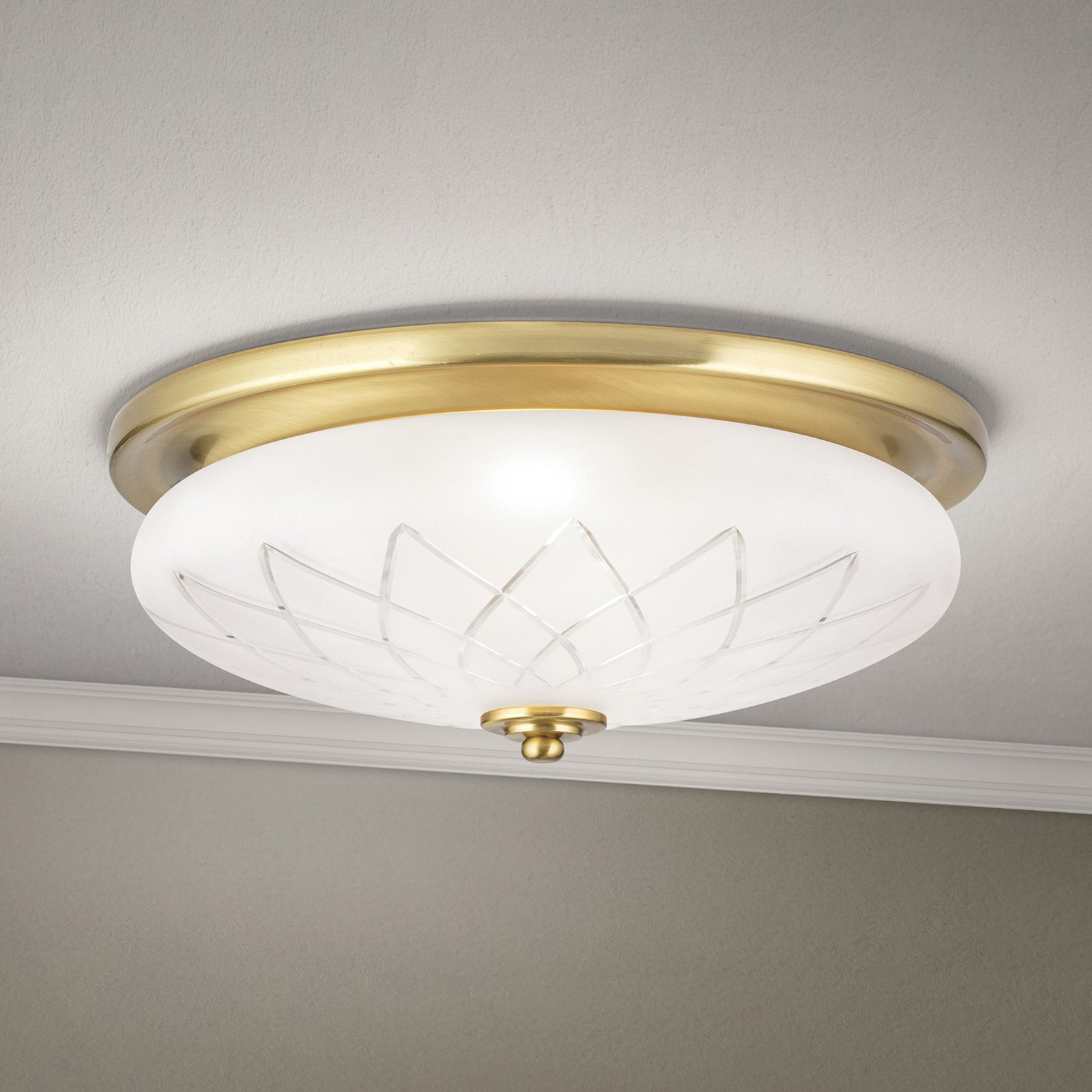 Porto ceiling light, Ø 37 cm, bronze-coloured, glass, E27