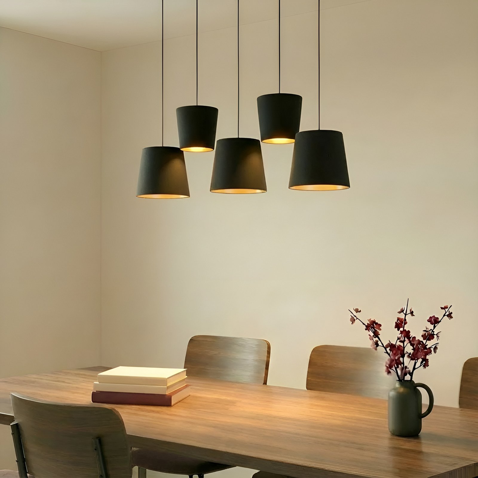 Lucande Thamila suspension, noire, dorée, fer