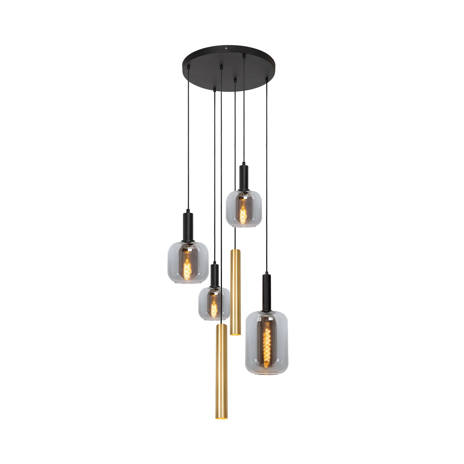 Rippvalgustid Joanet, Ø 65 cm, suitsu/messing klaas/metall 6-flg.