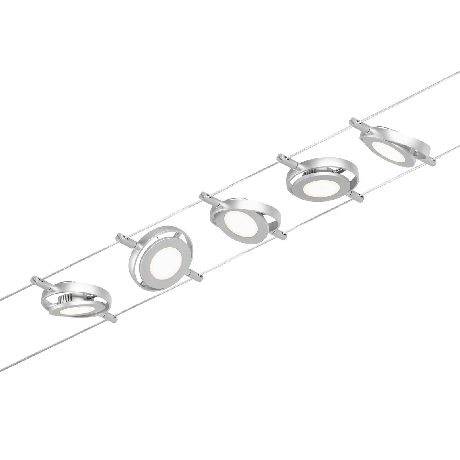 Wire RoundMac LED-Seilsystem, 5-flg. chrom - Paulmann
