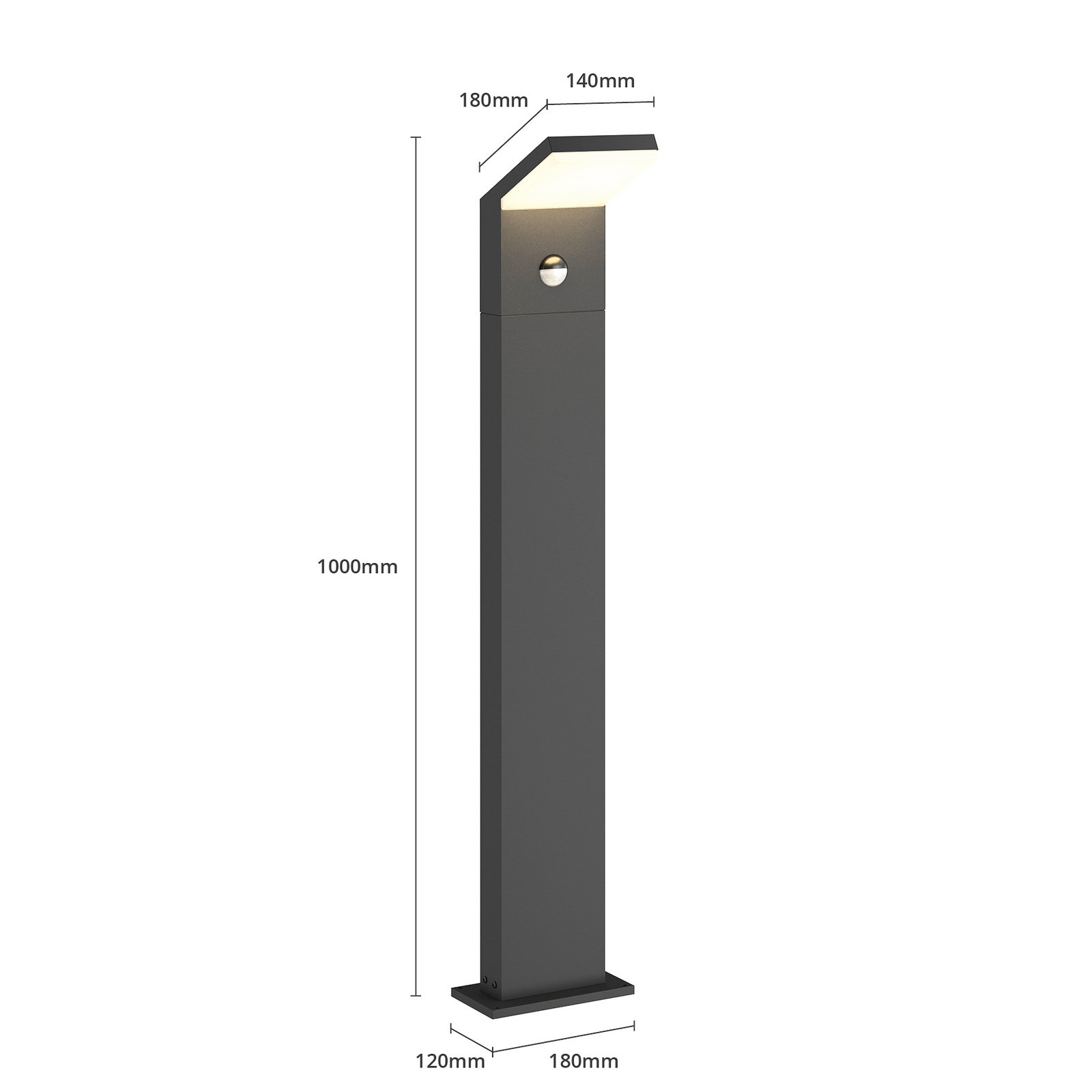 Candeeiro de caminho LED Yolena, sensor, 100cm, antracite