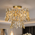 Plafón Monarch, color dorado/transparente, cristal, metal, E14