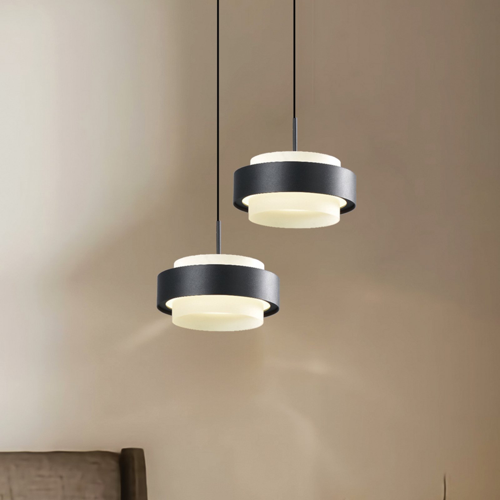 LED hanglamp Donal, Ø 17 cm, zwart, metaal