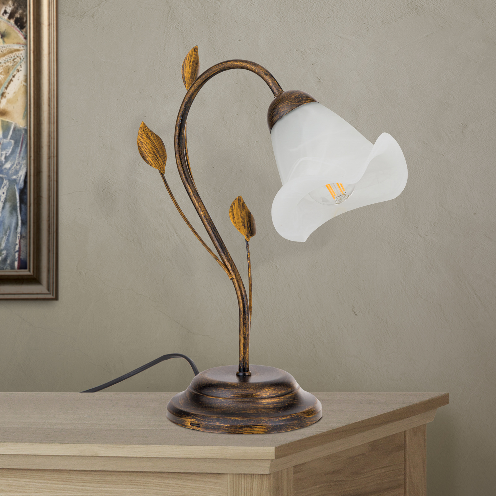 Настолна лампа Sisi във флорентински стил, антикварна
