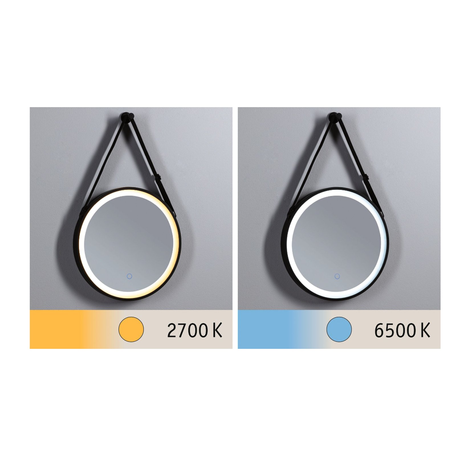 Miro LED Illuminated Miroir TW IP44 Mat Noir - Paulmann