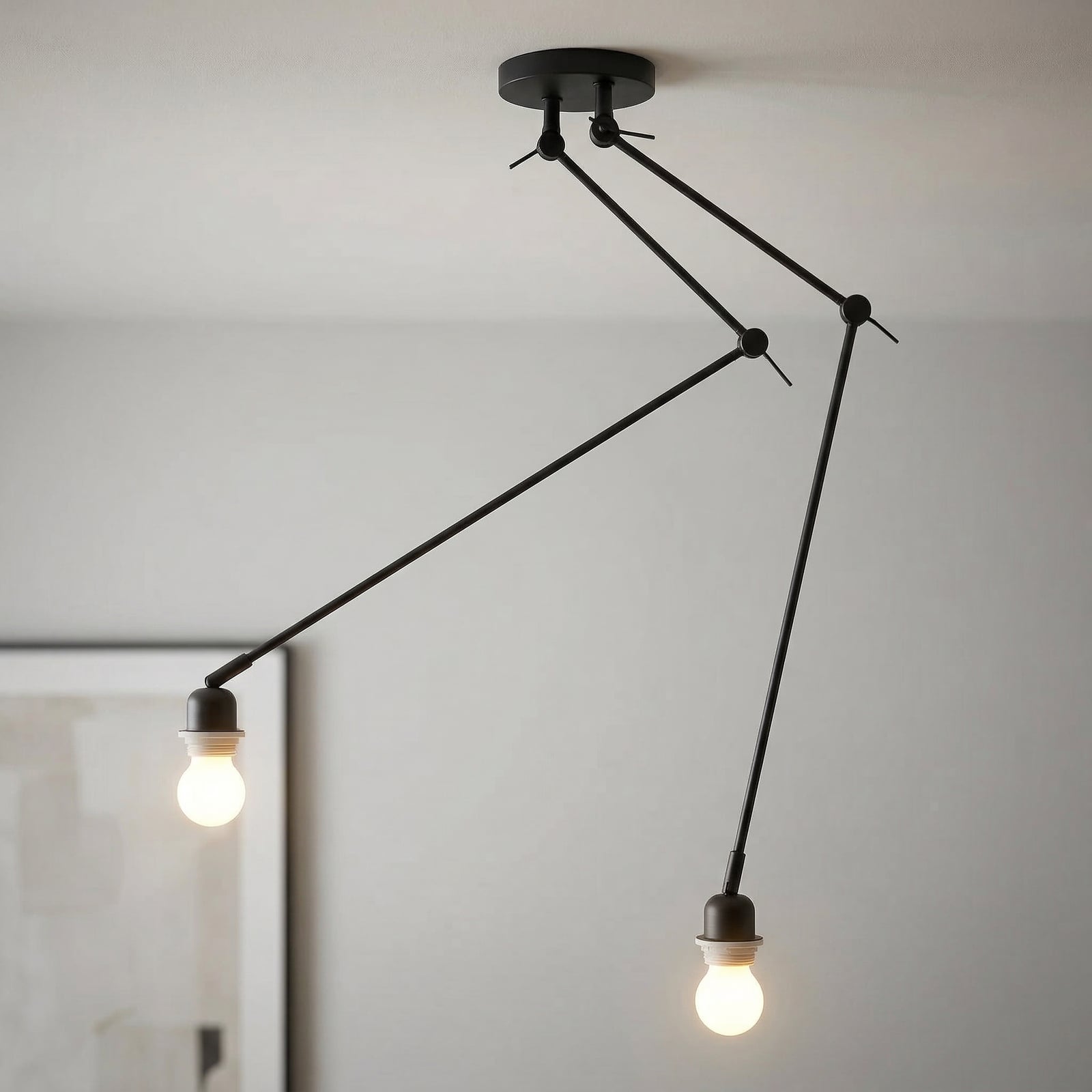 Rod-kattovalaisin, 2-lamppuinen, musta Rod-kattovalaisin, 2-lamppuinen, musta