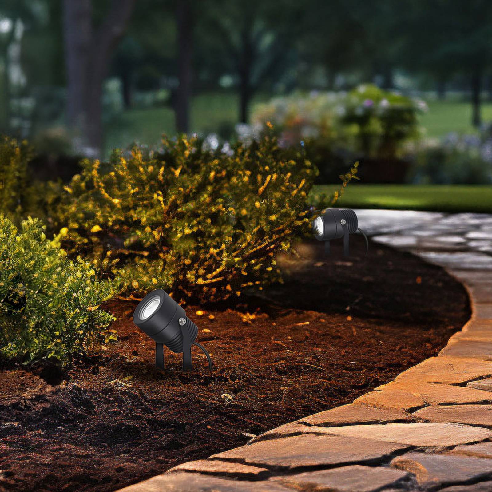 LCD Spot sur piquet 5118, noir, métal, Ø 5,7 cm, IP65, GU10