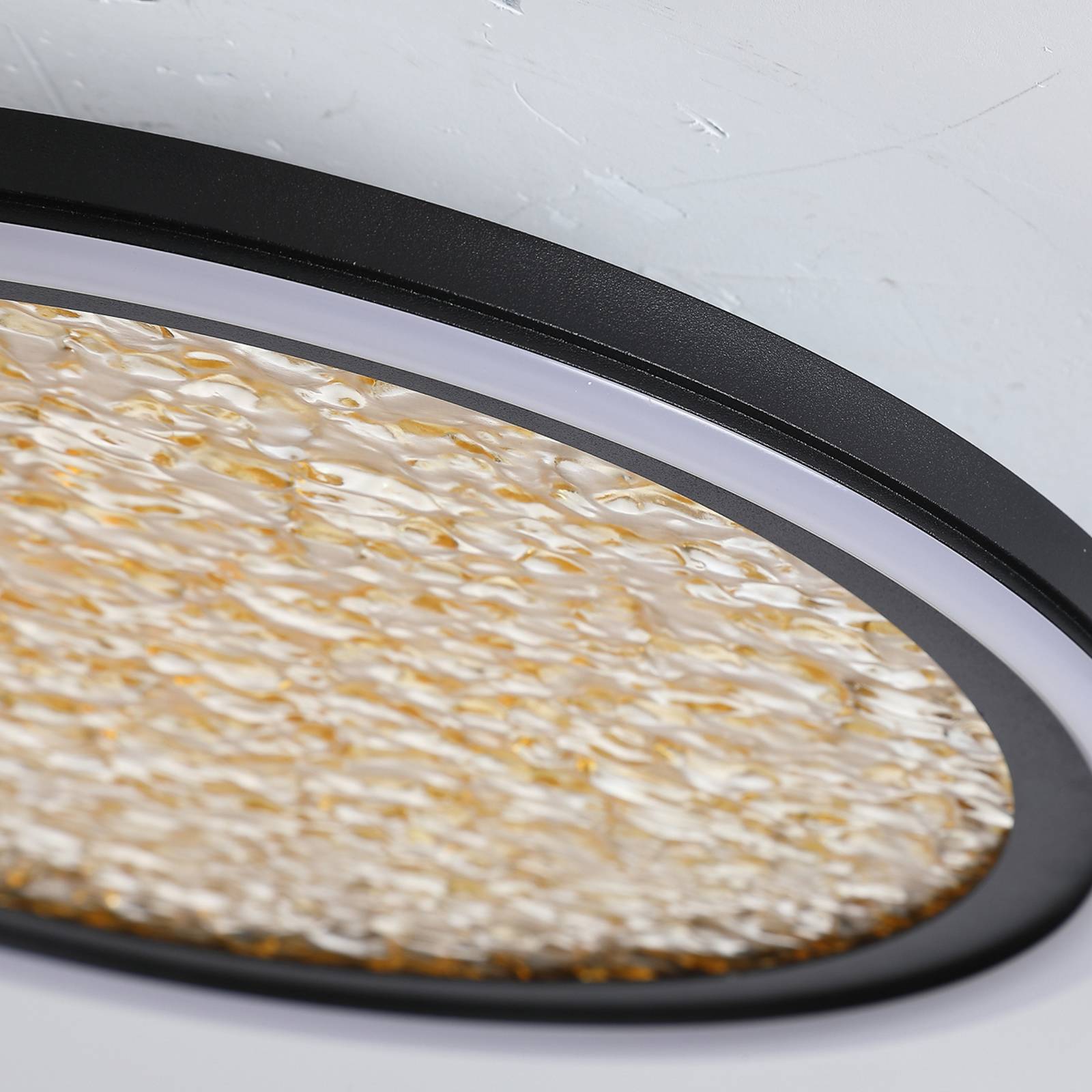 Lampa sufitowa LED Luna, Ø 30 cm, czarna/złota, metalowa
