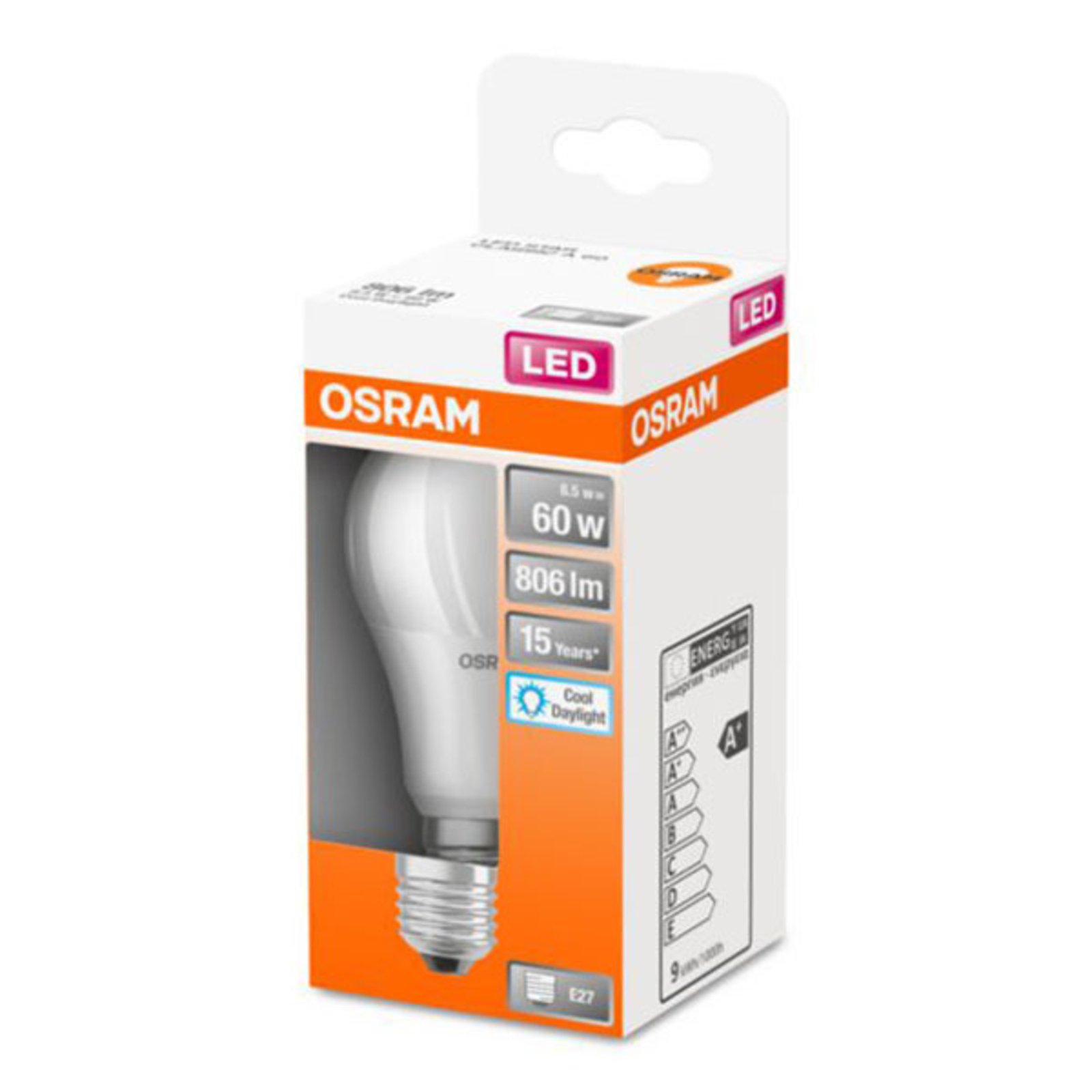 OSRAM Classic A LED bulb E27 8.5 W 6,500 K matt
