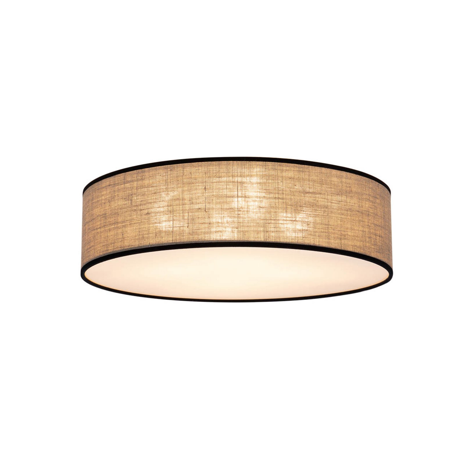 Tubo ceiling lamp, textile shade, beige, round