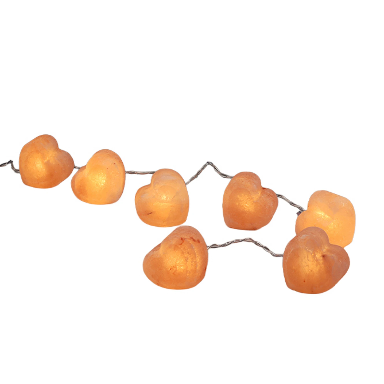 Lichterkette Leuchtkristalle Herz, Salzkristalle bernstein