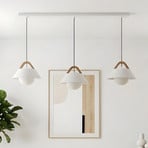 Funda pendant light, white, length 110 cm, 3-bulb, metal/glass