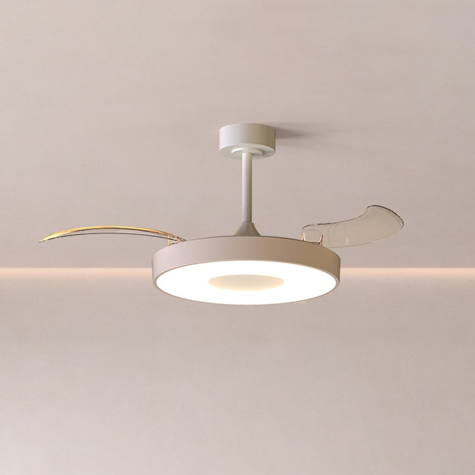 Smart LED-loftventilator Coin beige/hvid DC, støjsvag – Mantra Mantra Iluminación - Stue - Moderne - Metal