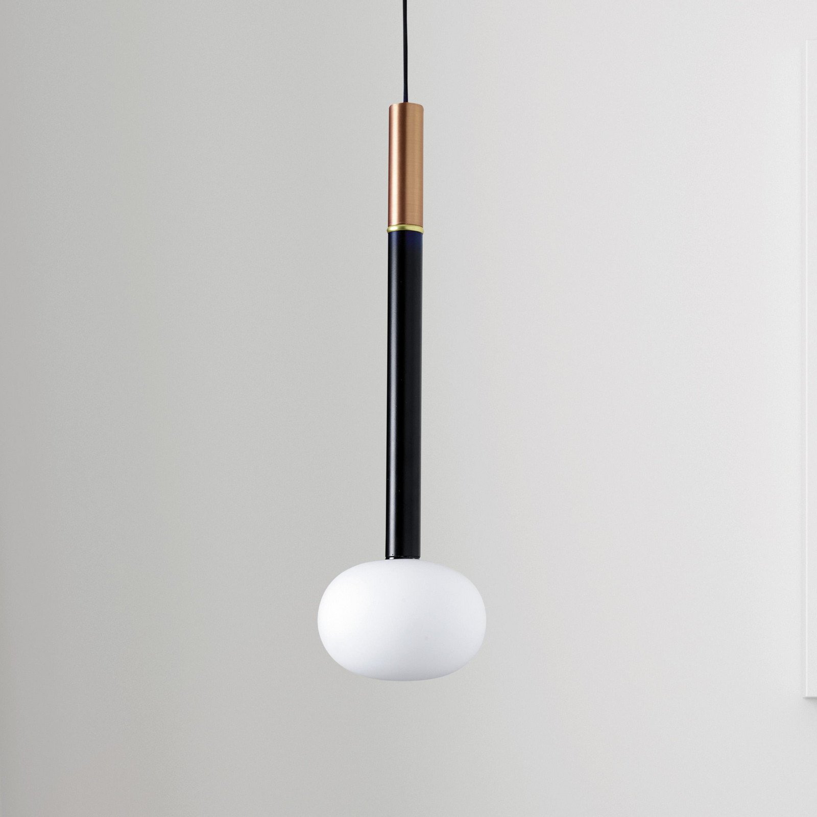 miloox by Sforzin Lampă suspendată Mose cupru înălțimea abajurului 48 cm 1 bec sticlă - Camera de zi / sufragerie - design - alb negru cupru - Metal