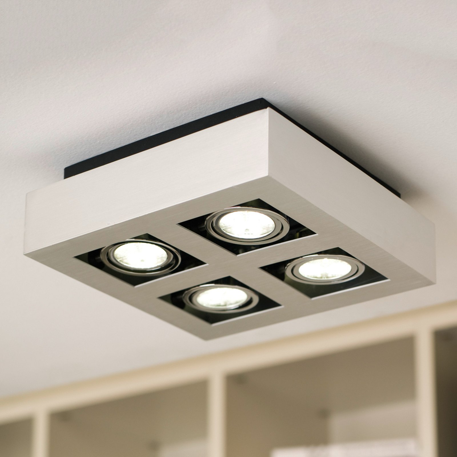 EGLO Plafonieră LED cu 4 becuri Loke - Camera de zi / sufragerie - modern - crom aluminiu periat - Metal