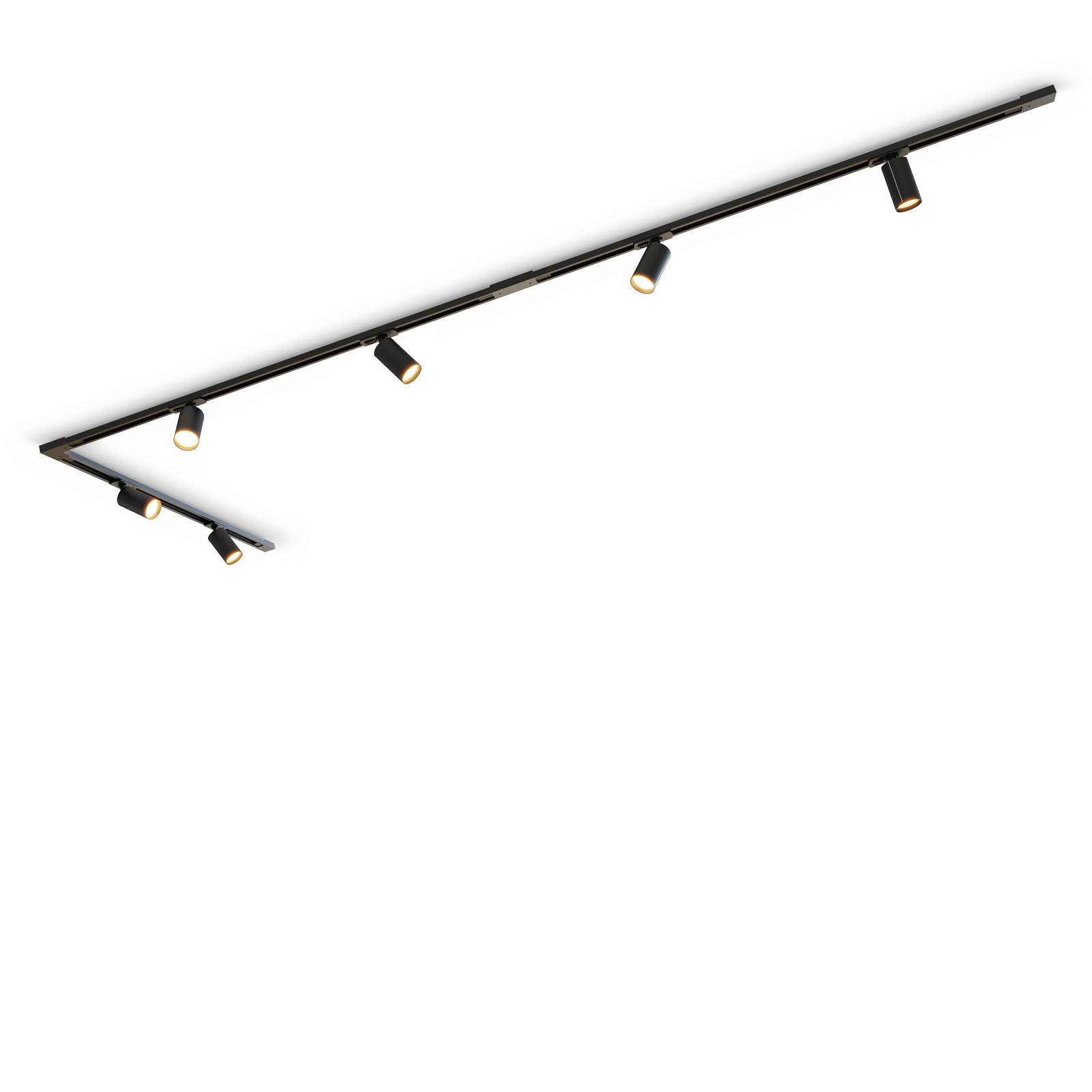 Calex Schienenset, 6 GU10-Spots, schwarz, Länge 3 m, Metall