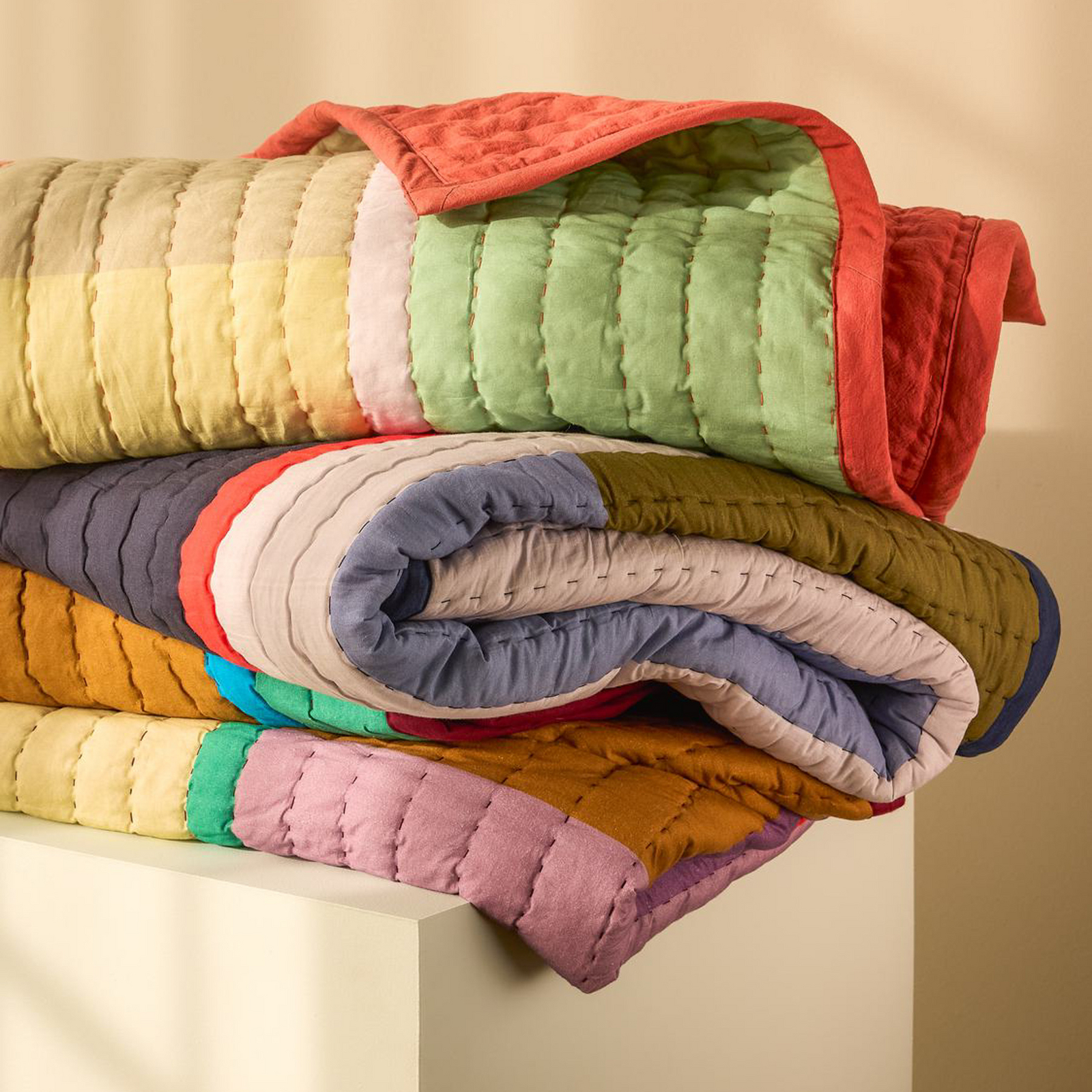 Pavillion Decke, korall/multifarbig, 140x200 cm - HÜBSCH