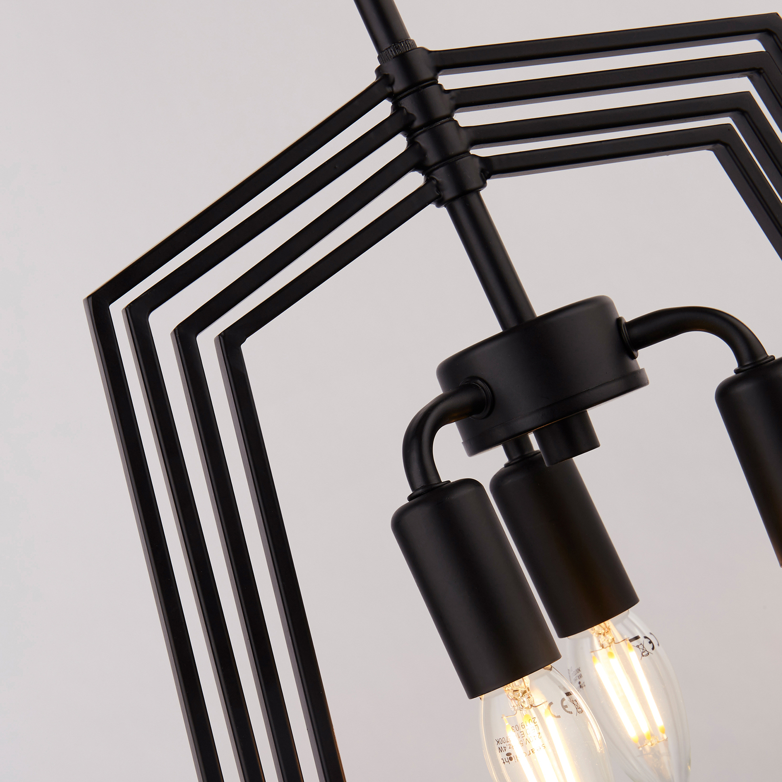 Hänglampa Slinky, 3 lampor, svart, Ø 35 cm