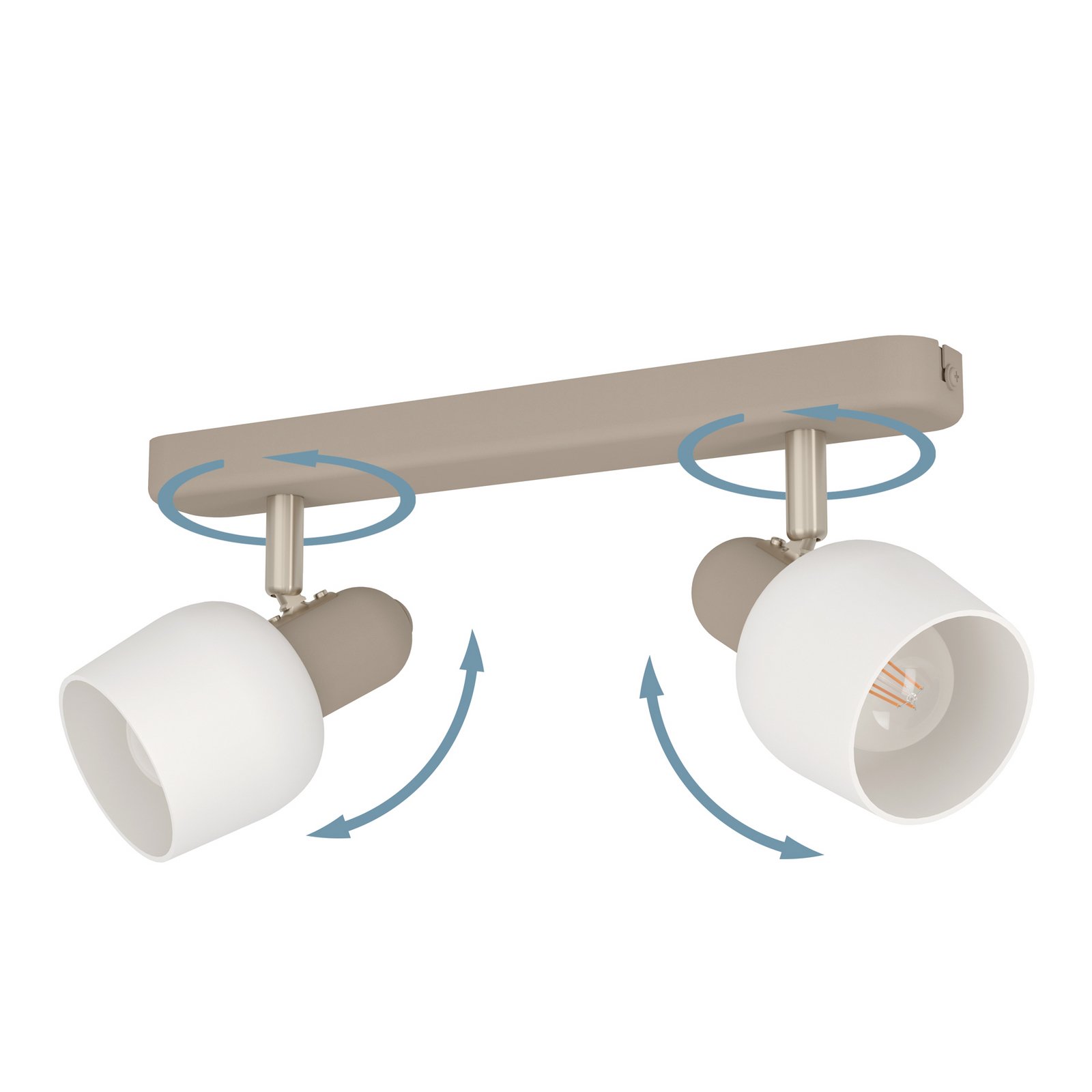 Corato griestu prožektors, smilšu/niķeļa/opāla krāsā, 2 gaismas.