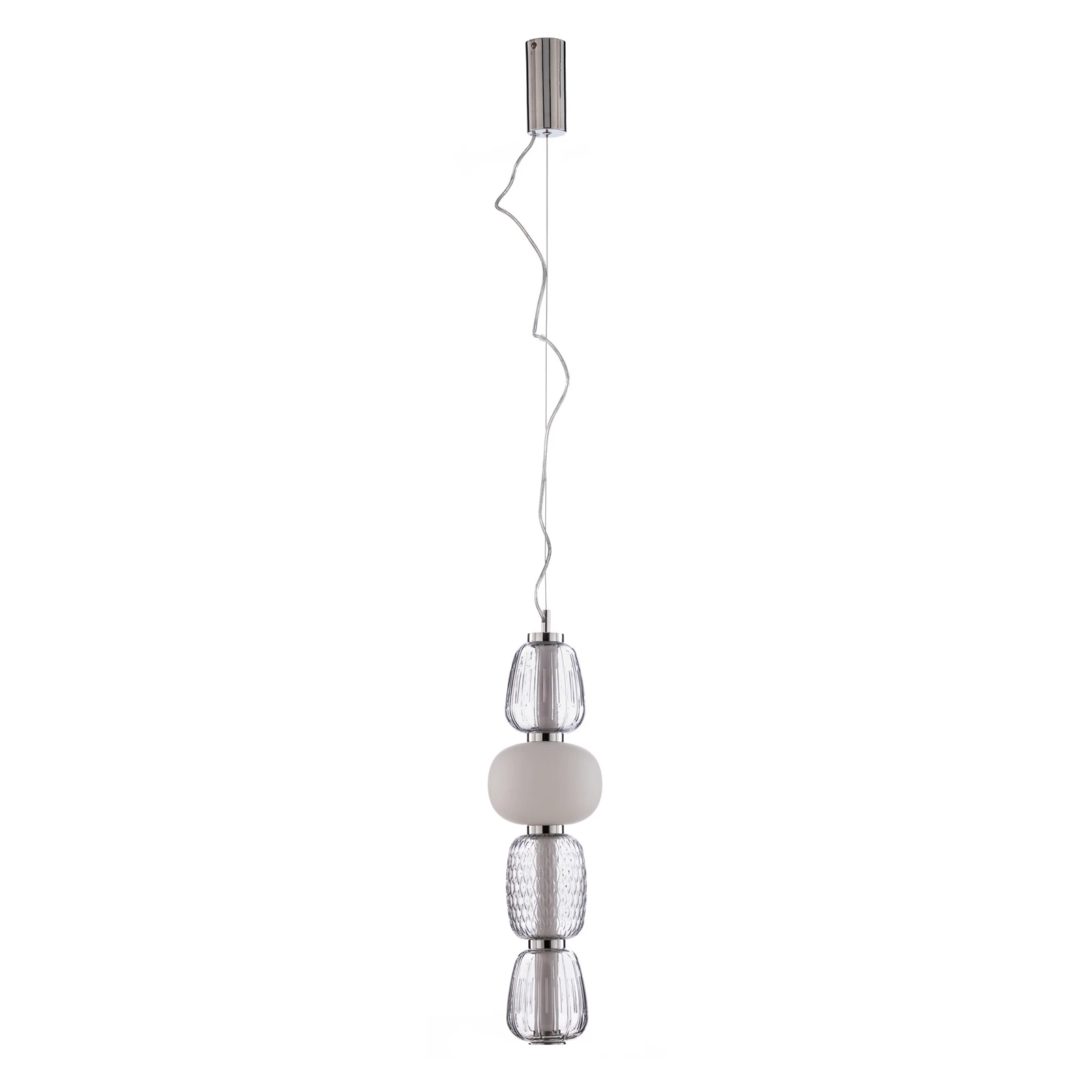 Lucande LED-Hängeleuchte Fedra, Glas, grau/weiß, Ø 17 cm