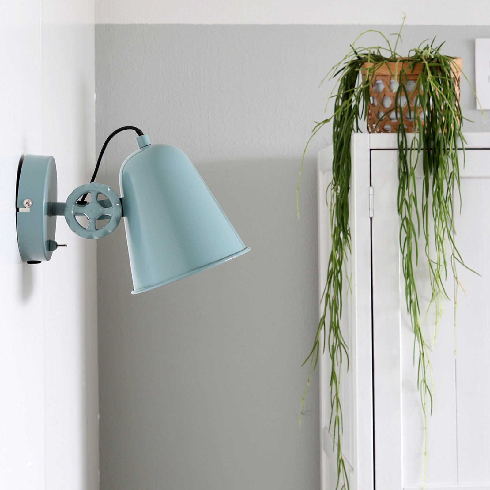 Dolphin industrial style wall light, green