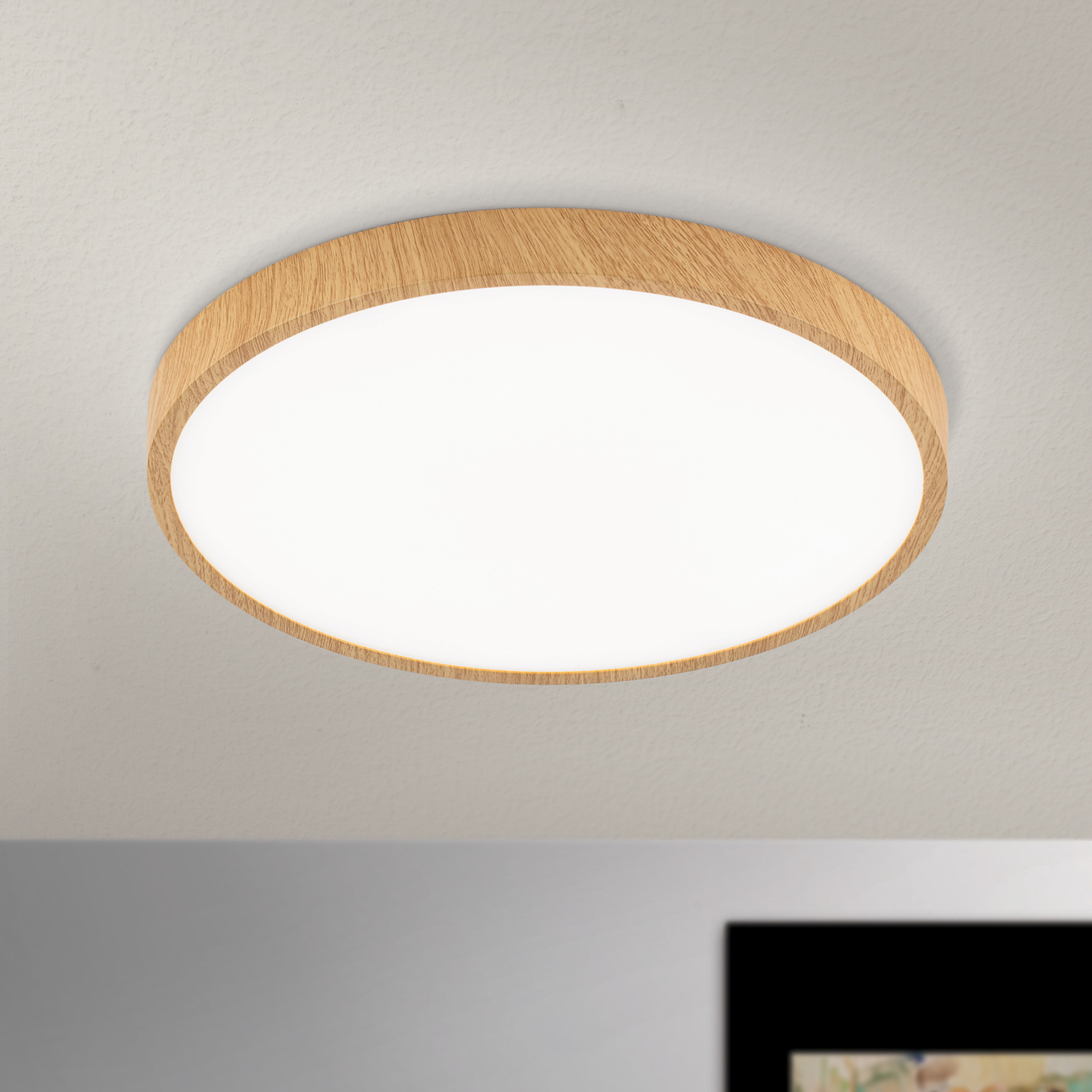 LED-taklampe Bully med treutseende, Ø 28 cm
