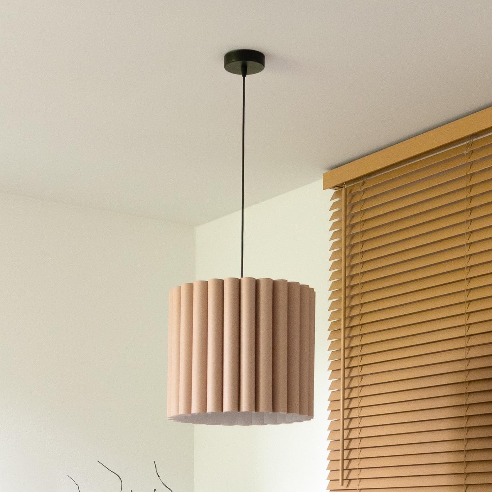 Aria pendant light, cappuccino, microfibre, E27