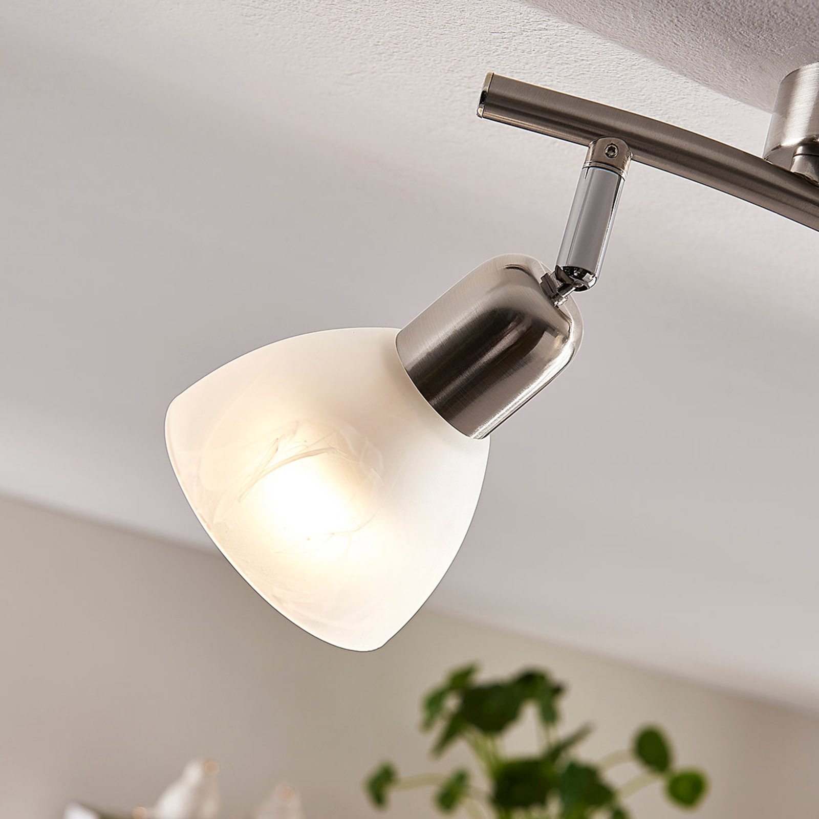 Two-bulb Paulina LED ceiling light, nickel