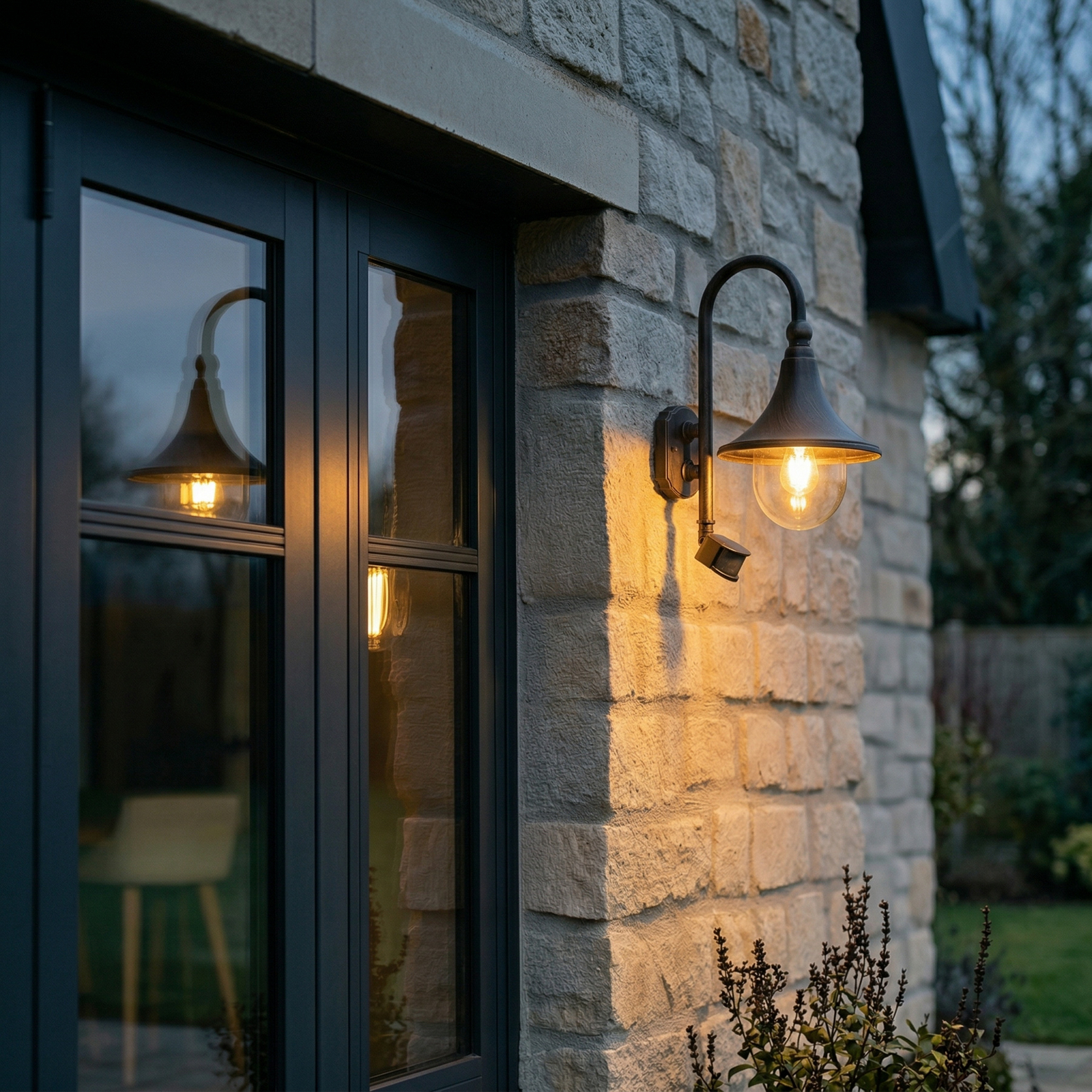 Daphne Außenwandleuchte w/Sensor Antique Black - Lindby