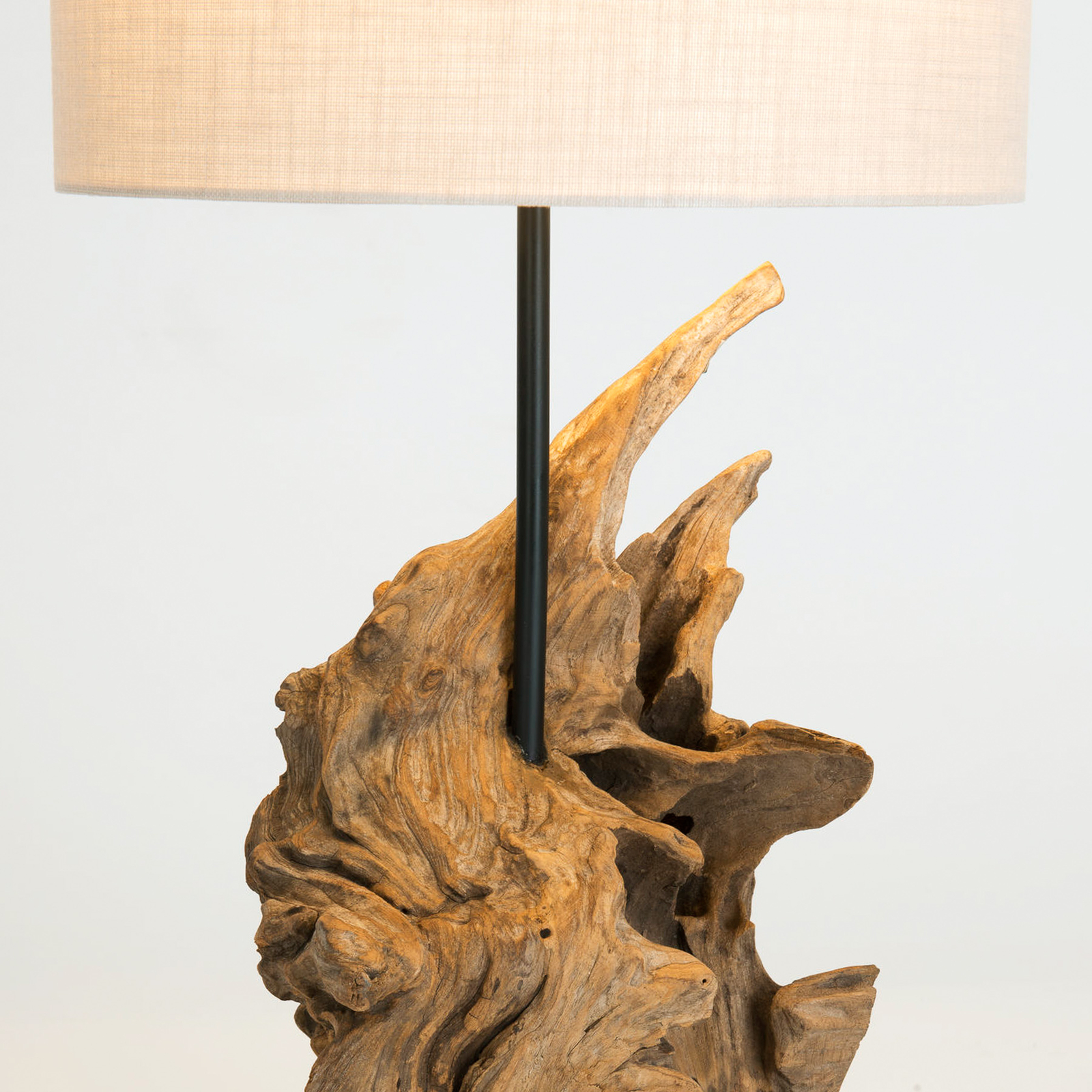 Filicudi tafellamp, beige/houtkleurig, hoogte 60 cm, linnen