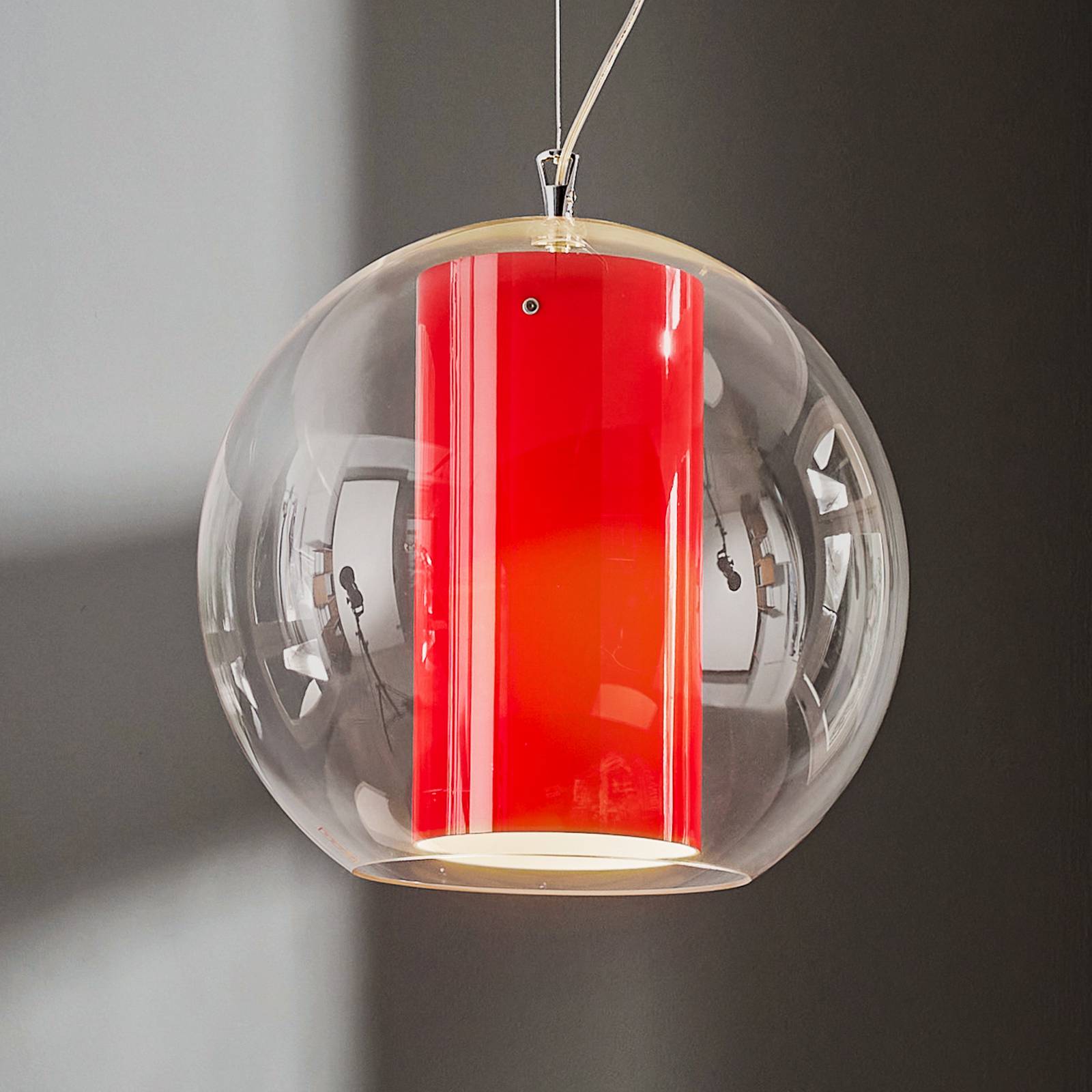 Modo Luce Bolla suspension plastique rouge Ø 40 cm