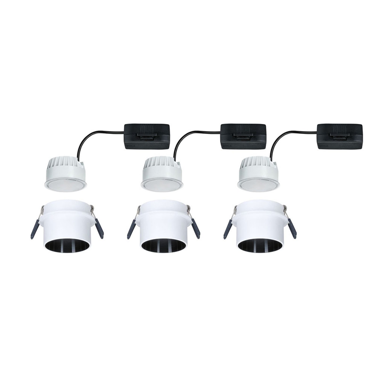 Paulmann Gil LED-indbygning, hvid/mat sort, 3 stk