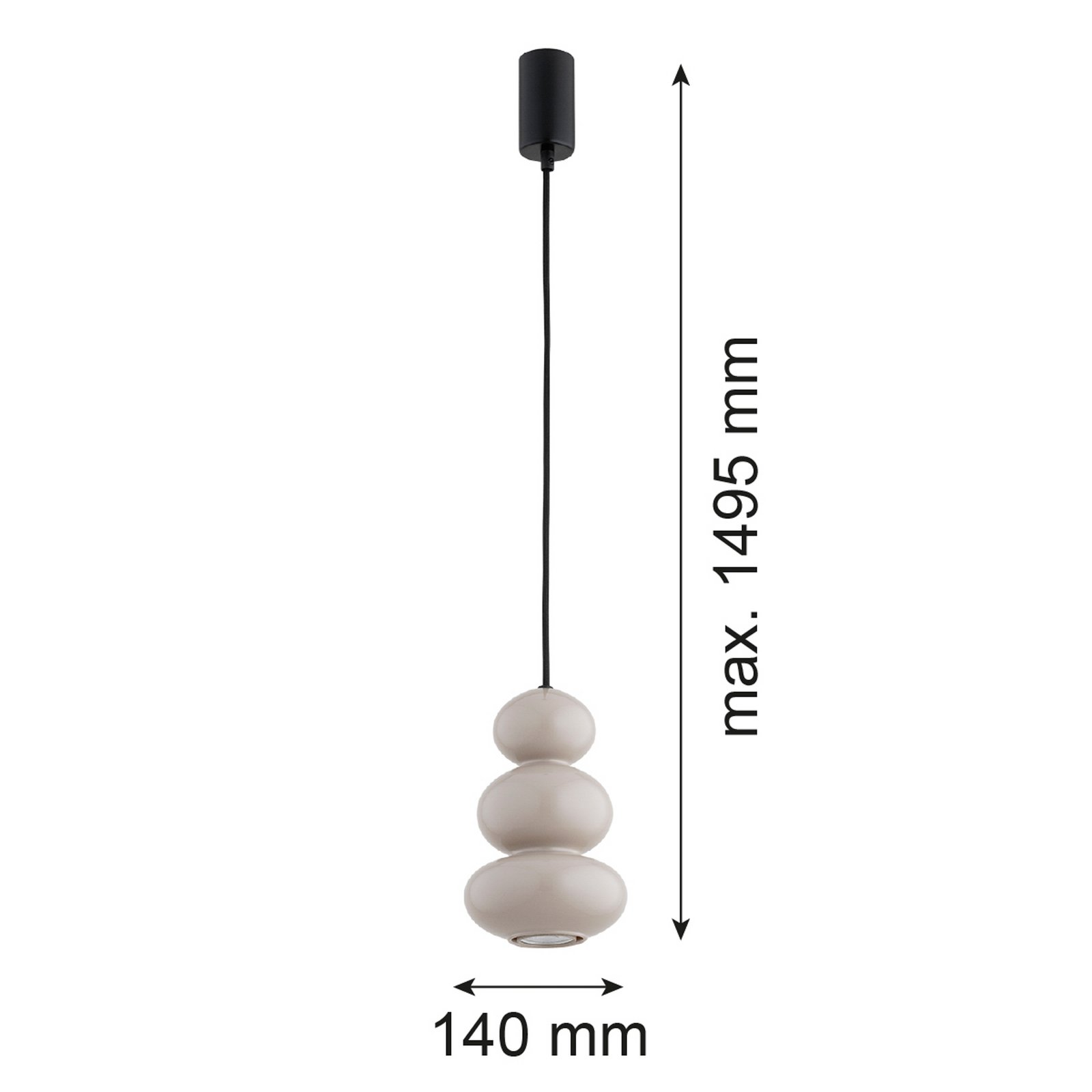 Hängeleuchte Oman, grau glänzend, Glas, Ø 14 cm