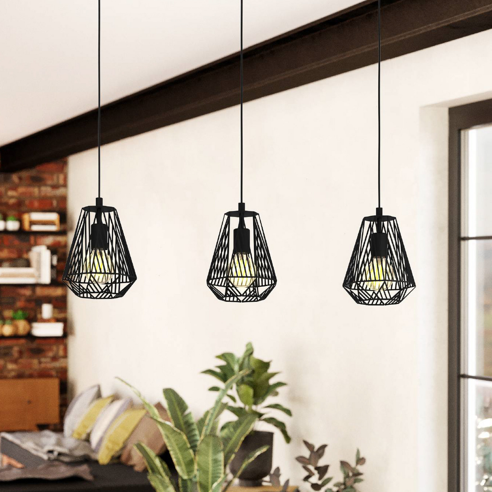 EGLO Lampă suspendată Stype negru lungime 96 cm oțel 3 becuri. - Camera de zi / sufragerie - Metal