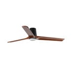 Ventilador LED Heywood L, Ø 132 cm, preto/tom de madeira, DC, CCT