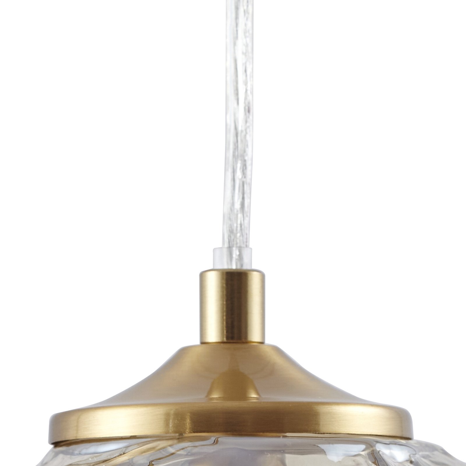 Lindby hengelampe Piatra, cognac/messing, glass, 15,5 cm