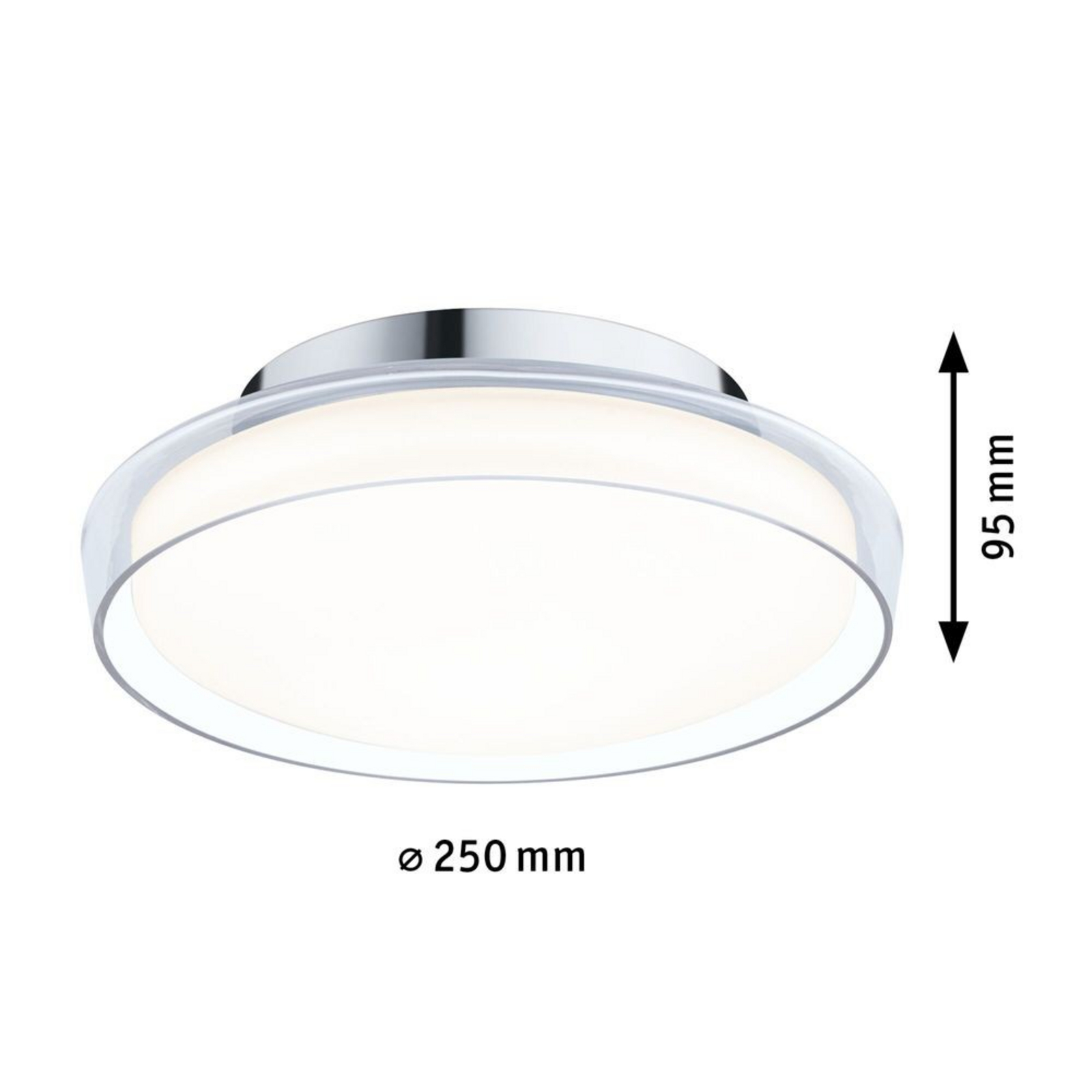 Luena LED Plafonieră IP44 3000K 600lm Cromat/Clear -Paulmann